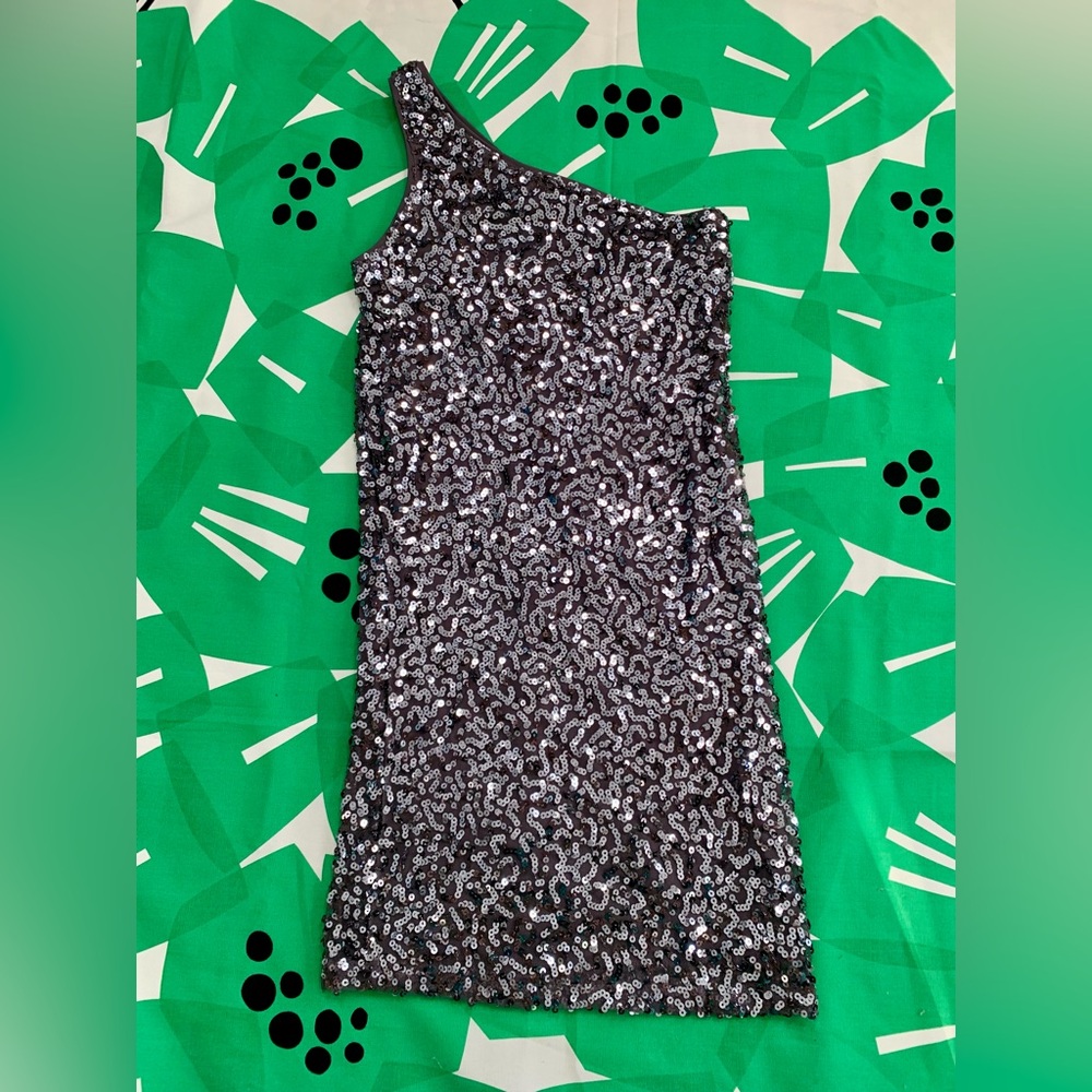 Rue21 Gray Sequin One Shoulder Mini Dress